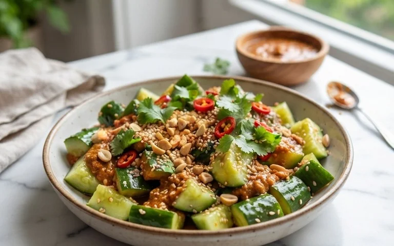 Cucumbers in Spicy Peanut Sauce