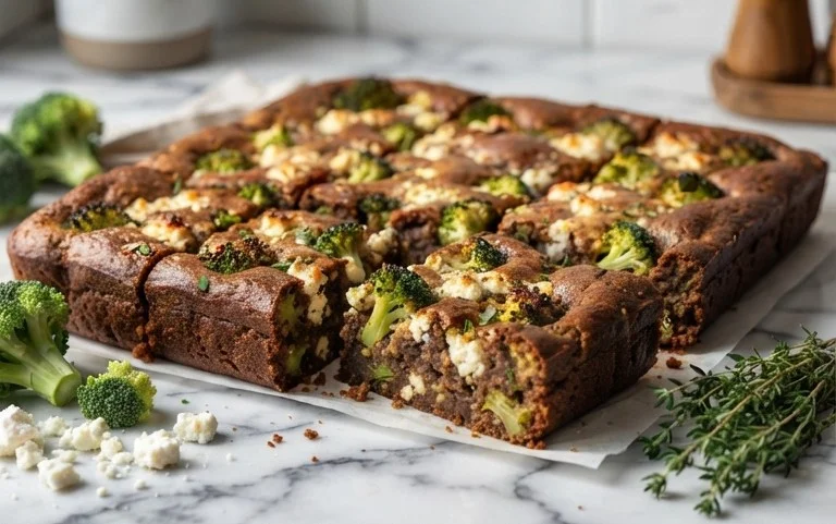 Broccoli and Feta Brownies