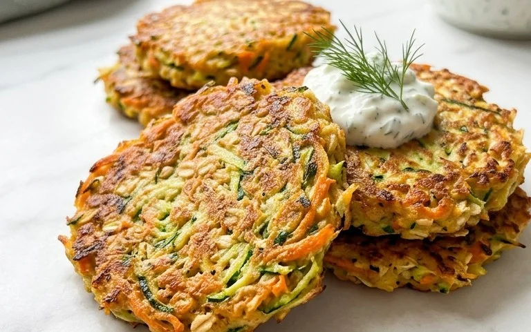Zucchinipuffer mit Haferflocken und Möhren