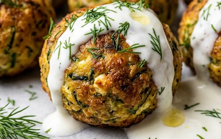 Knusprige Zucchini-Feta-Bällchen aus dem Ofen genießen!