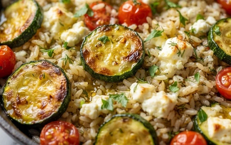 Zucchini-Reis-Pfanne mit Feta