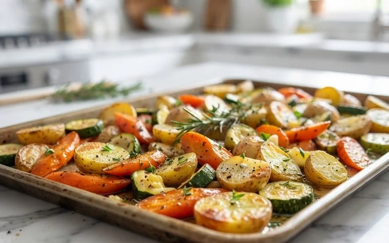 Garlic Herb Roasted Potatoes Carrots and Zucchini