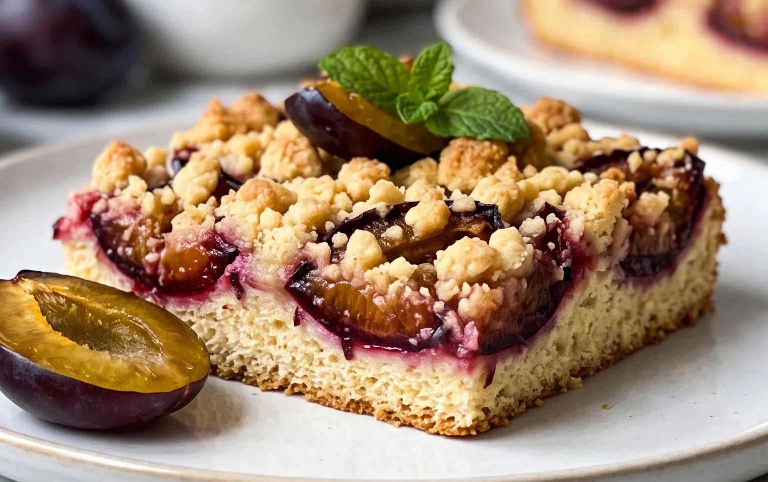 Rezept für Streusel-Pflaumenkuchen vom Blech mit Hefeteig