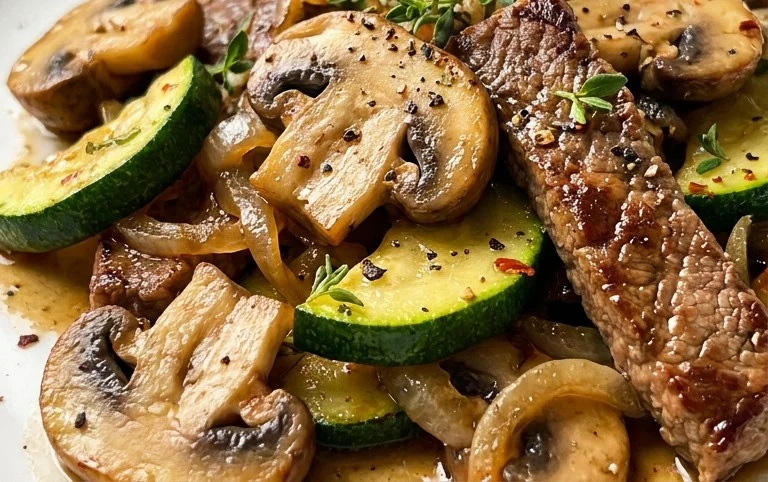 Zucchini-Cbeef hampignonpfanne