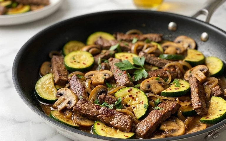 Zucchini-Cbeef hampignonpfanne