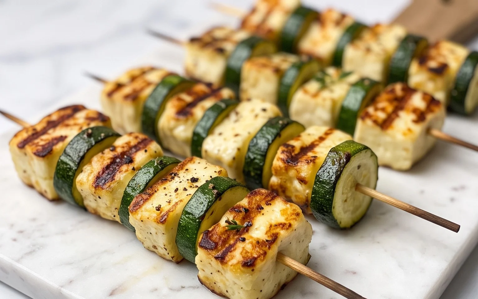 Halloumi Zucchini Spieße Vom Grill: Sommerlich, Lecker & Vegetarisch