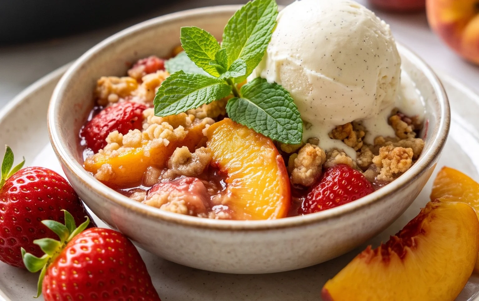 Peach & Strawberry Crisp