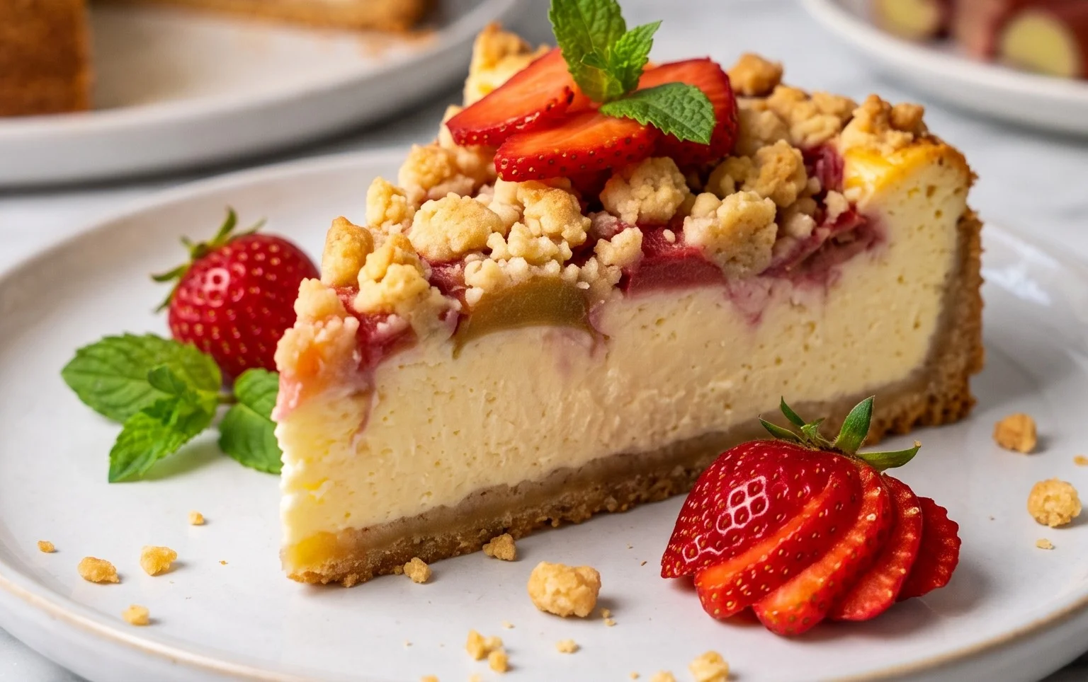 Rhabarber Käsekuchen mit Streuseln