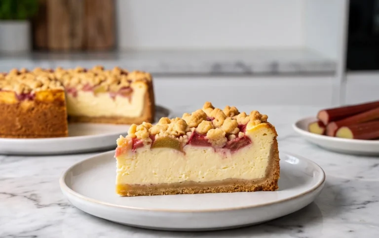 Rhabarber Käsekuchen mit Streuseln