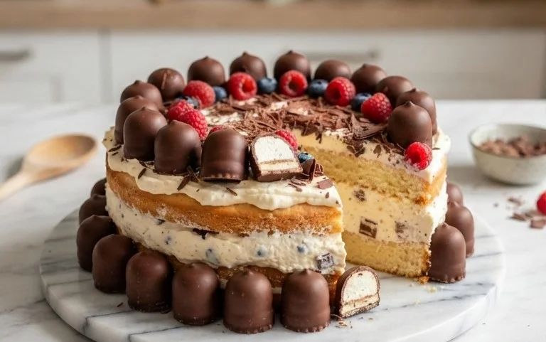 Geburtstagstorte mit Schokoküssen und Quark