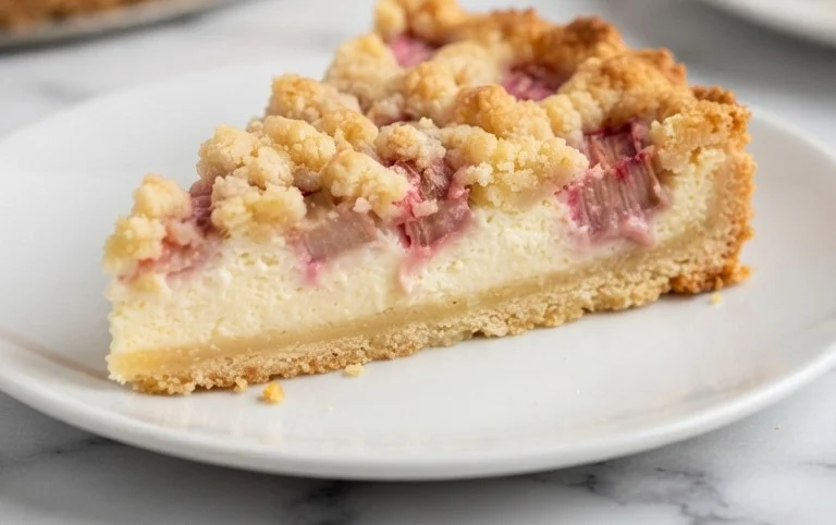 Rhabarber Quarkkuchen mit Butterstreuseln