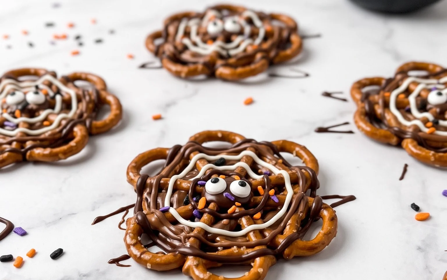 Halloween Schoko-Salzstangen-Spinnennetze: Einfaches Rezept